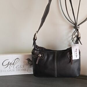 Tig & Co. Black Leather Shoulder Bag